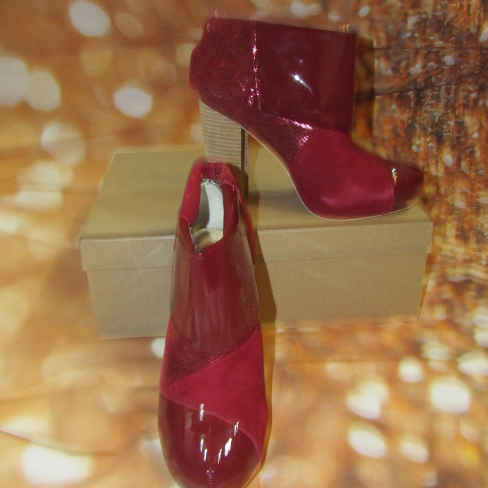 MATT BERNSON Red Leather Ankle Booties